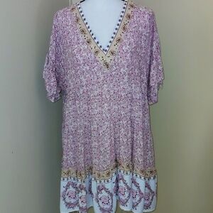 Cato Pink and Cream Floral Top